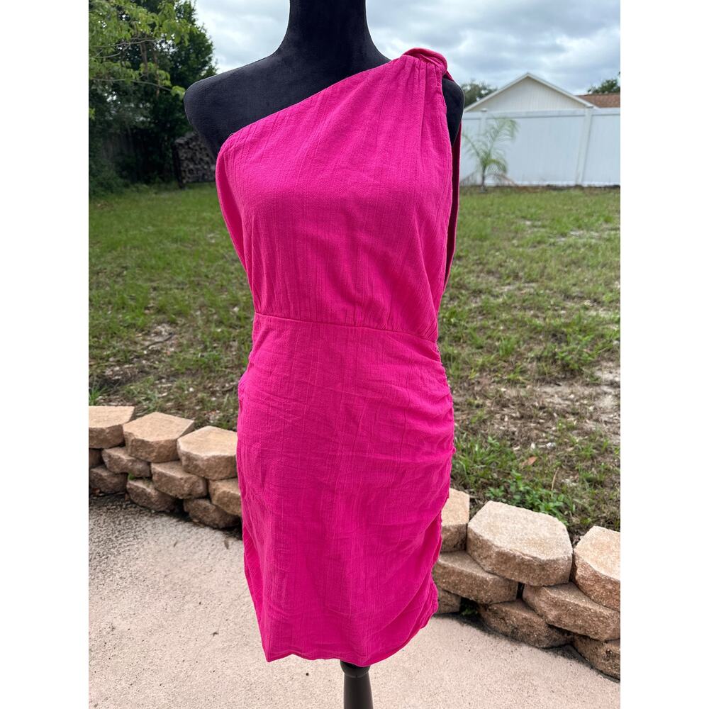 NWT Free People One Shoulder Button Up Mini Dress - Size Large - 100% Cotton**
